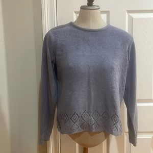 Vintage Karen Scott crop sweater crochet soft periwinkle blue PS petite small